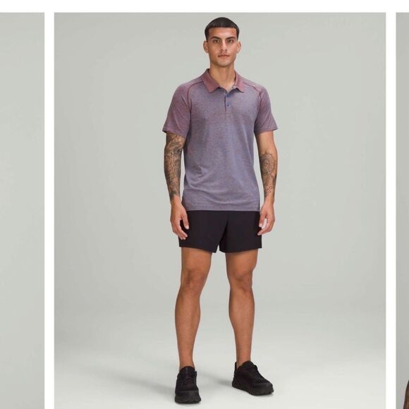 Lululemon Metal Vent Tech Polo Shirt 2.0 Size M Date Brown / Blue Nile - Picture 2 of 9